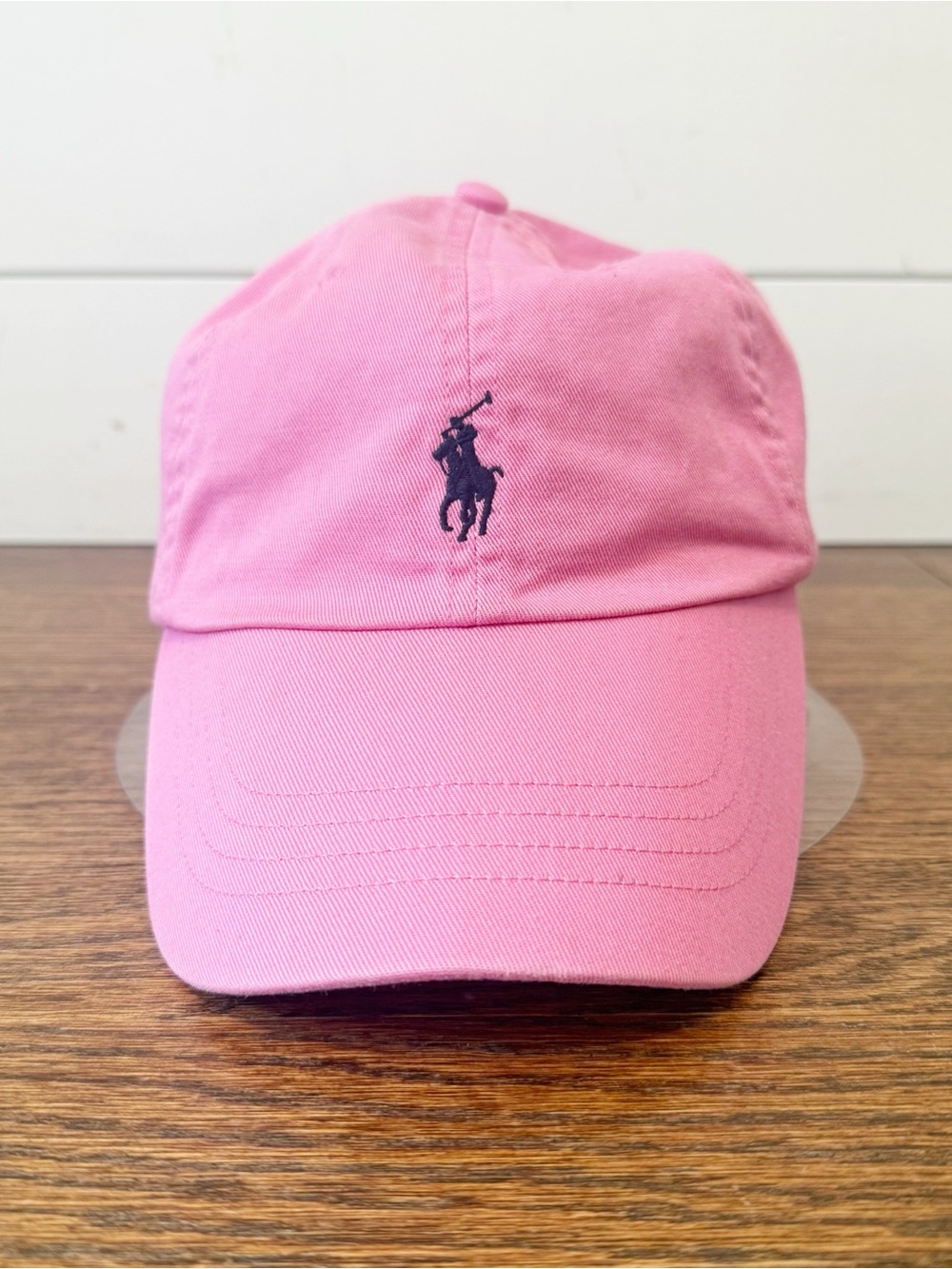 Polo | vintage Ralph Lauren Cotton Chino Baseball Cap in pink w/ leather strap